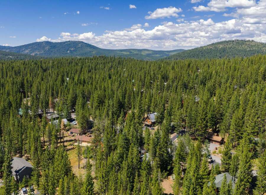 Nestled amidst a dense forest of towering pine trees, this property offers a serene and private retreat.