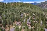 Nestled amidst a dense forest of mature pine trees, this property offers a serene mountain retreat.