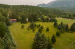 Nestled amidst a lush forest and rolling green hills, this expansive property offers a serene retreat.