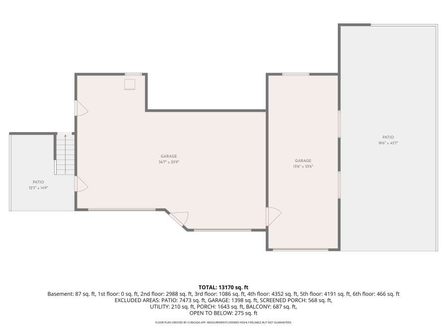 Discover this expansive property featuring two large garages, measuring 36'7' x 25'9' and 13'6' x 33'6', offering ample space for vehicles and storage.