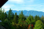 Experience breathtaking mountain views from this stunning property, nestled amidst lush evergreen forests.