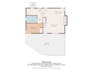 Discover this charming floor plan featuring a spacious living room perfect for relaxation and entertainment.