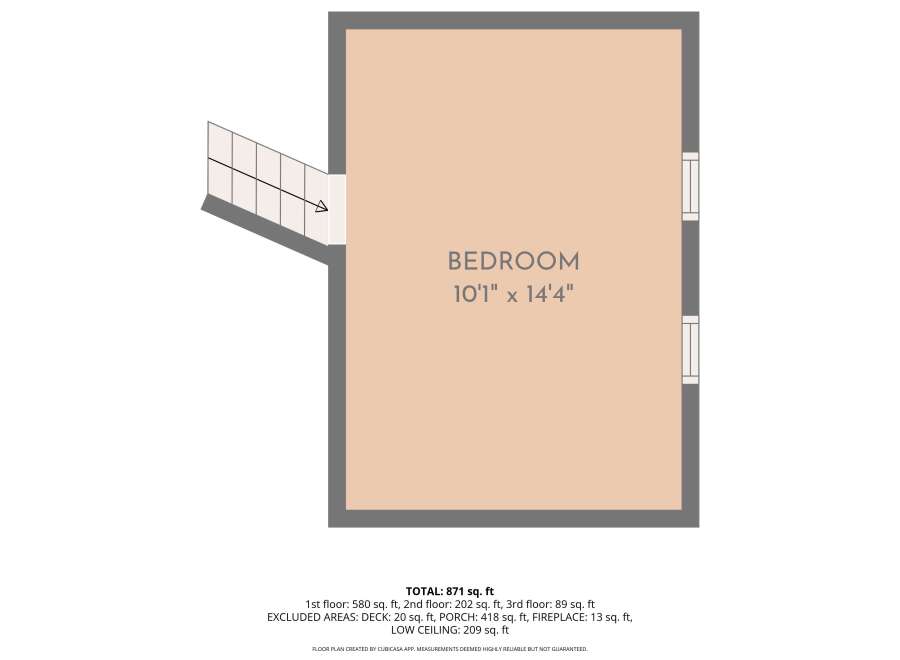 Discover this spacious bedroom measuring 10'1' by 14'4', perfect for a comfortable retreat.