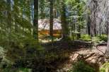 Nestled within a serene forest, this charming cabin offers a tranquil retreat surrounded by nature's beauty.