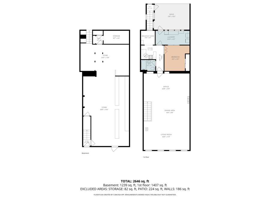 Discover this spacious property featuring a large store area on the basement level, perfect for commercial use or extensive storage.