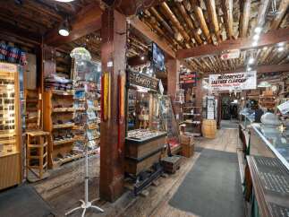 Step into a rustic Western-themed gift shop, reminiscent of a bygone era.