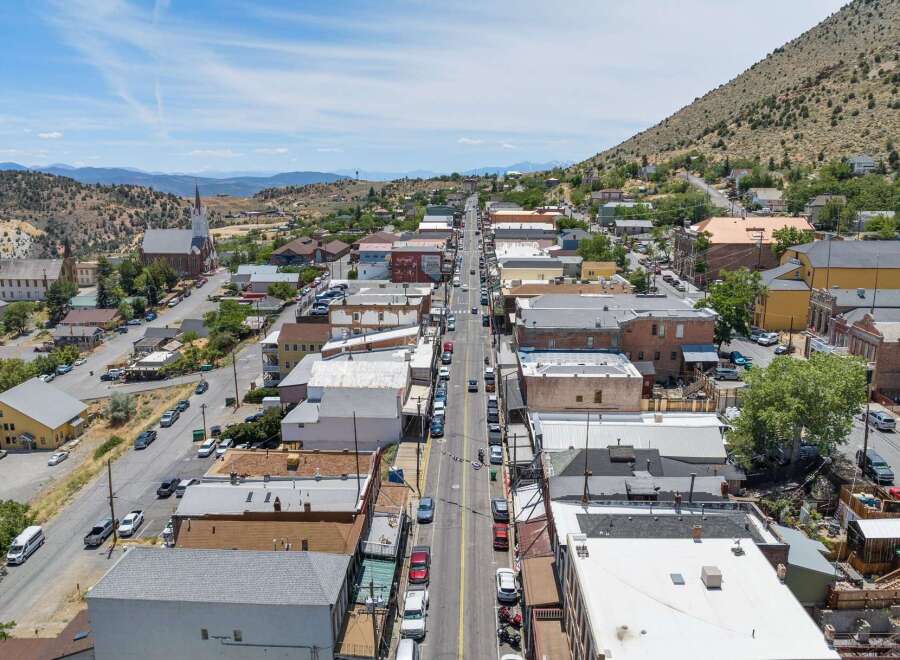 Explore this charming historic downtown street, perfect for commercial real estate investment or a vibrant business location.