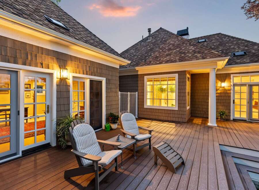 Experience seamless indoor-outdoor living with this expansive deck, perfect for entertaining or relaxing.