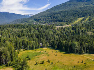 Nestled amidst a lush, evergreen forest, this property offers a serene escape with stunning mountain views.
