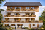 Experience modern living in this stunning multi-story building featuring expansive wooden balconies with charming flower boxes, perfect for enjoying the fresh air.