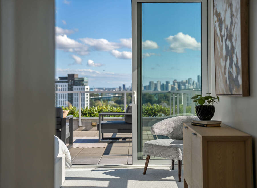 Experience breathtaking city views from this stunning apartment, featuring a spacious balcony perfect for entertaining.