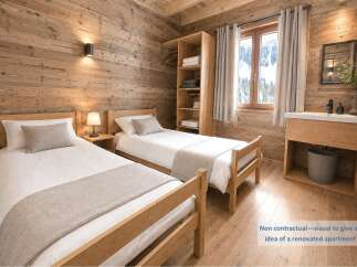 Experience rustic charm in this beautifully renovated apartment, featuring two cozy twin beds perfect for guests or a family.