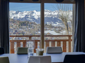 Experience breathtaking mountain views from this stunning property, perfect for a ski getaway.