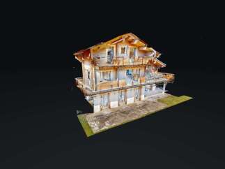 Discover this stunning multi-story wooden chalet, perfect for a mountain getaway.