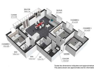 Discover this charming 3-bedroom apartment featuring a spacious living area (3.