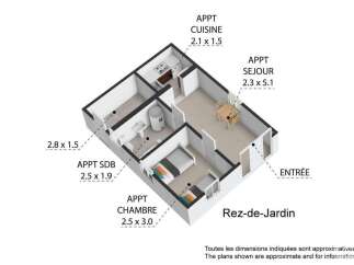 Discover this charming ground-floor apartment featuring a comfortable living space of 2.