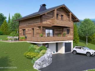 Discover this stunning wooden chalet nestled in a picturesque mountain landscape, perfect for a serene getaway.