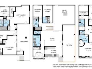 Discover this multi-level property offering diverse living spaces, including a ground floor studio apartment with a garden terrace and a main apartment with multiple bedrooms and a balcony.