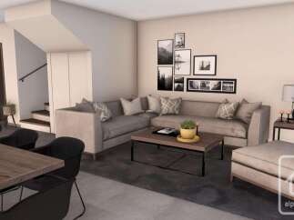 Experience modern living in this spacious living room, featuring a comfortable sectional sofa and a stylish coffee table.