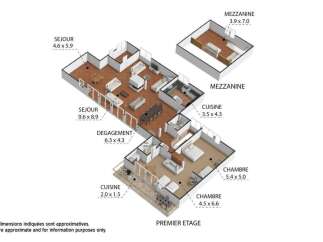 Discover this spacious property featuring multiple living areas, including two distinct 'SEJOUR' spaces measuring 4.