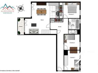 Discover this charming apartment featuring a spacious living area with a dining table and a comfortable sofa, perfect for relaxation and entertaining.