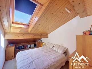 Experience cozy living in this charming attic bedroom, featuring a large skylight that floods the space with natural light.