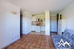 Discover this charming studio apartment featuring a compact kitchenette and a comfortable living area, perfect for a single occupant or a couple.