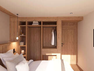 Experience modern comfort in this beautifully designed bedroom, featuring a spacious built-in wardrobe with ample storage and hanging space.