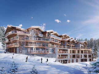Experience luxury mountain living in this stunning ski-in/ski-out property, nestled amidst snow-covered pines and offering breathtaking panoramic views.