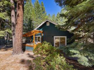 Escape to this charming cabin nestled among tall pine trees, featuring a relaxing hot tub perfect for unwinding after a day of adventure.