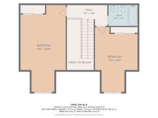 Discover this spacious floor plan featuring two large bedrooms, a full bathroom, and a hallway.