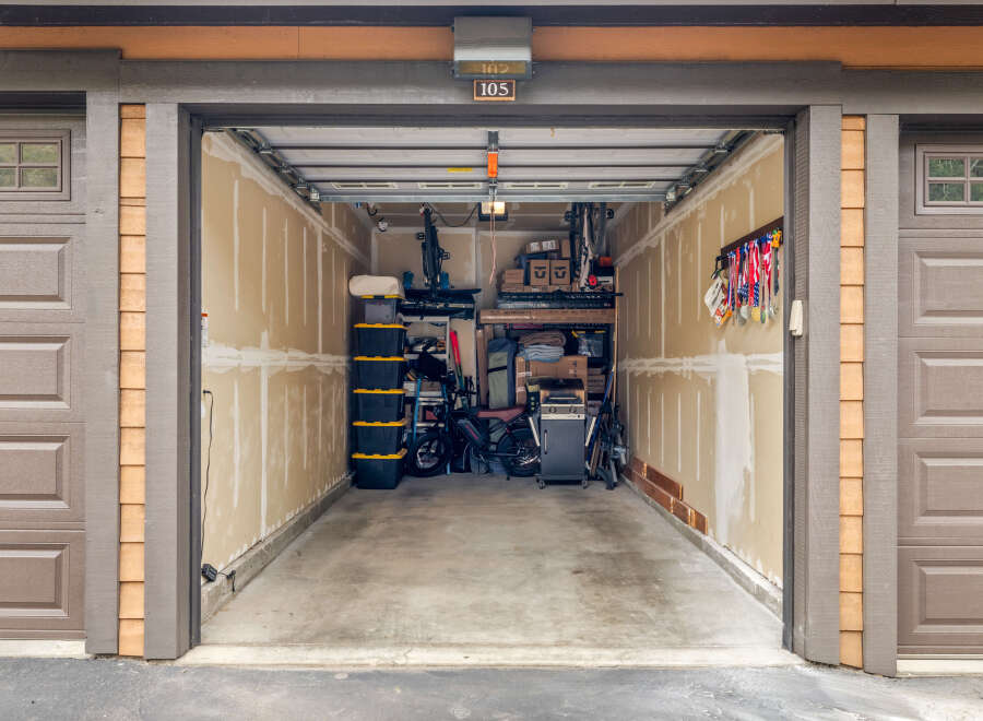 Explore this spacious two-car garage, perfect for storing vehicles and recreational gear.