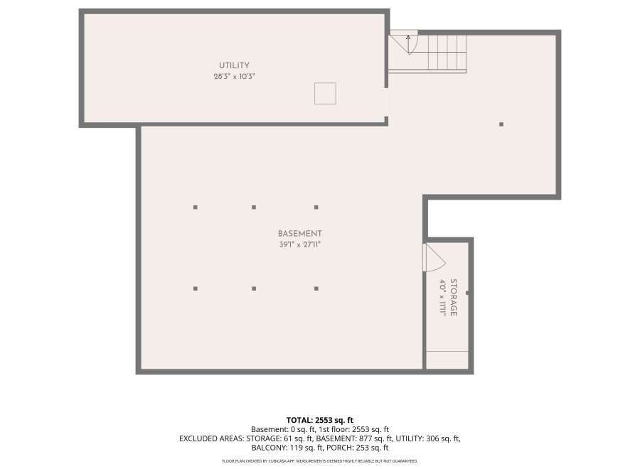 Discover ample space in this property featuring a large basement measuring 39'1' x 27'11' and a utility area of 28'3' x 10'3'.