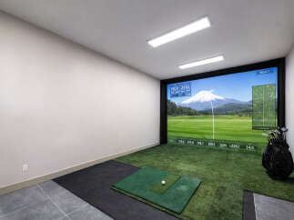 Experience the ultimate in home entertainment with this state-of-the-art indoor golf simulator.