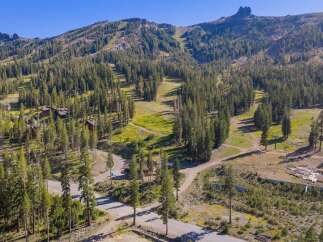 Nestled amidst a lush pine forest, this property offers a serene mountain retreat with stunning views of ski slopes and rugged peaks.