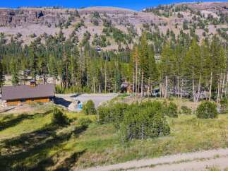 Nestled amidst towering pine trees and a majestic mountain backdrop, this property offers a serene escape.
