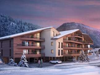 Experience luxurious mountain living in this stunning modern chalet, nestled amidst snow-covered pines and majestic peaks.