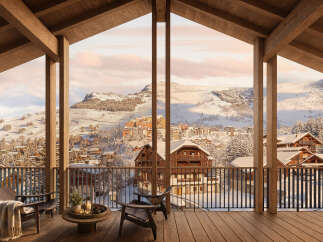 Experience breathtaking mountain views from this stunning alpine retreat.