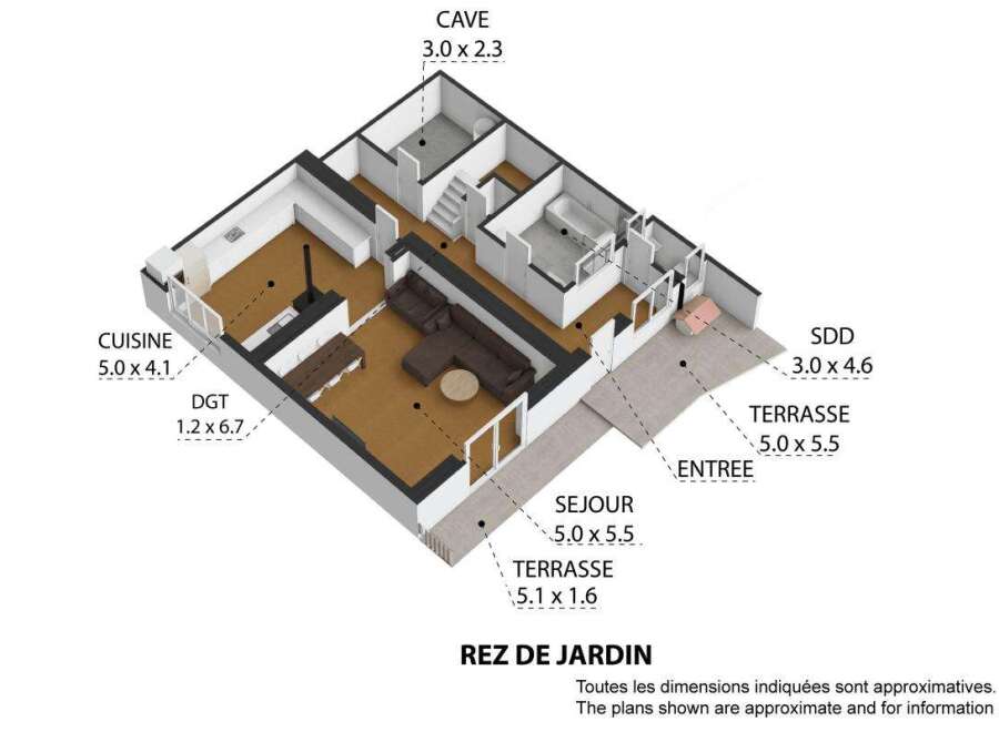 Discover this charming ground floor apartment featuring a spacious living area (5.