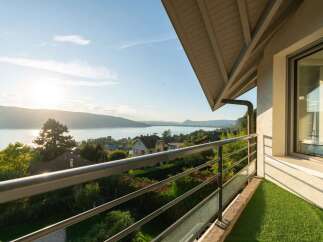 Enjoy breathtaking lake and mountain views from this stunning balcony, perfect for morning coffee or evening relaxation.