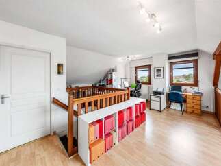 Discover this charming attic office space, perfect for remote work or study.