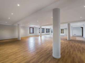 Discover this expansive and versatile commercial space, featuring a bright and open floor plan with polished hardwood floors throughout.