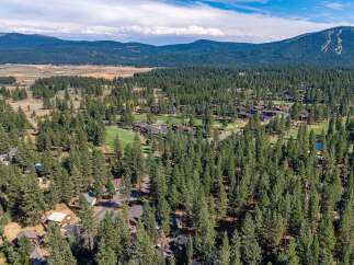 Nestled amidst a dense forest of tall pine trees, this property offers a serene and private retreat.