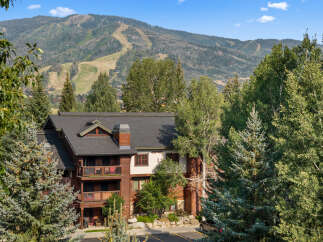 Experience mountain living in this charming property nestled amidst lush greenery and overlooking scenic ski slopes.