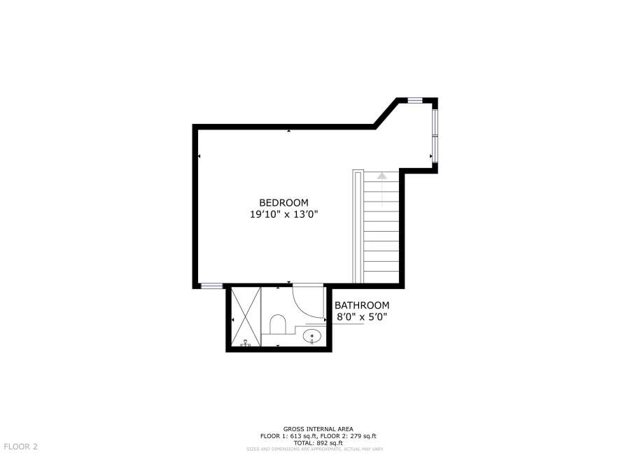 Discover this charming floor plan featuring a spacious bedroom measuring 19'10' x 13'0', perfect for relaxation and comfort.