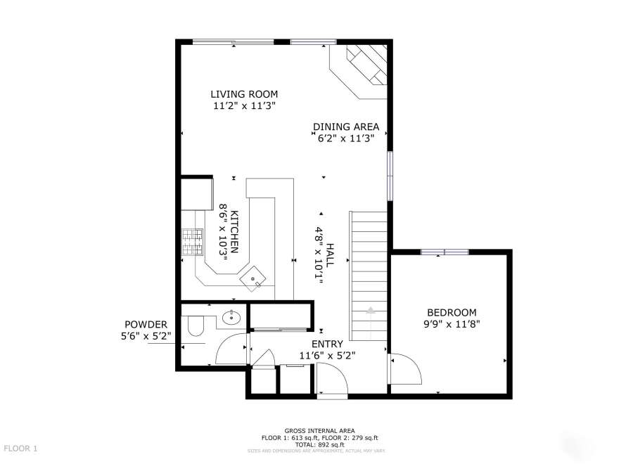 Discover this charming floor plan featuring a spacious living room, a well-appointed kitchen, and a separate dining area perfect for entertaining.