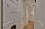 This property features a convenient stacked washer and dryer unit, perfect for maximizing space in your laundry area.