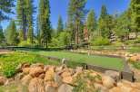 Enjoy outdoor recreation with this beautifully maintained bocce ball court, nestled amidst a serene forest setting.