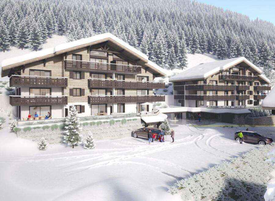 Experience luxury mountain living in this stunning chalet-style property, nestled amidst snow-covered pine forests.