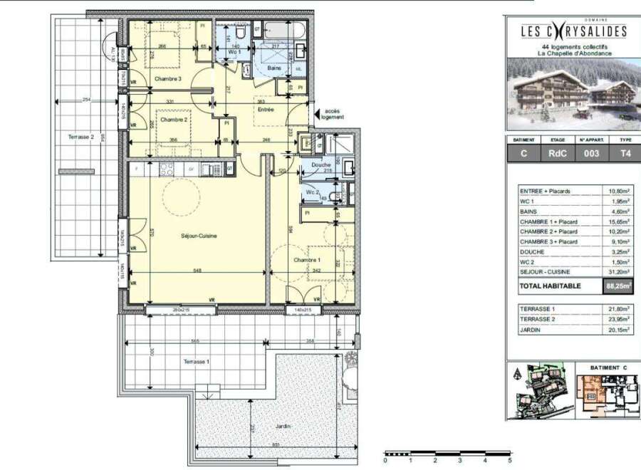 Discover this spacious T4 apartment located on the ground floor (RdC) of the 'Les Crysalides' residence in La Chapelle d'Abondance.